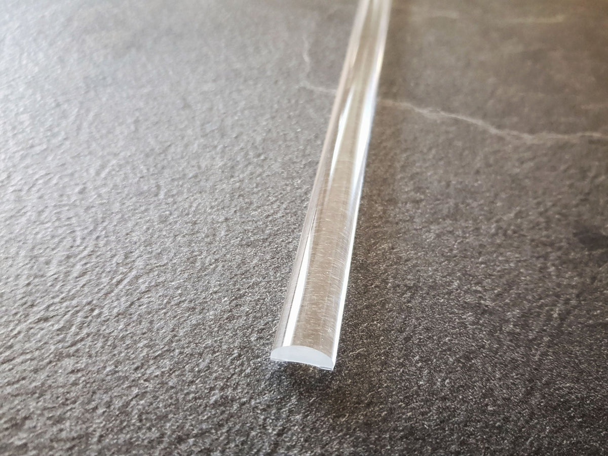 Plexi-Halbrundstab als Schwallprofil – Transparent und flexibel – Art.Nr. 8001/8010