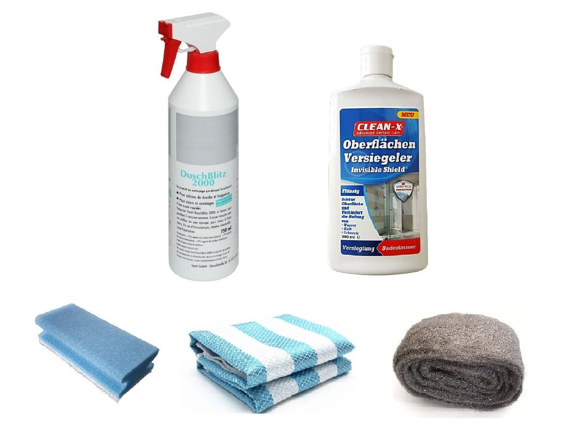 Top Reinigungs- und Schutz-Set für Duschglas – Intensivreiniger inkl. Oberflächen-Versiegeler – Art.Nr. 101123
