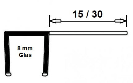 Überlappungsdichtung aus Polycarbonat mit 90°-Lippe – Für 6, 8 oder 10 mm Glas – Art.Nr. S004