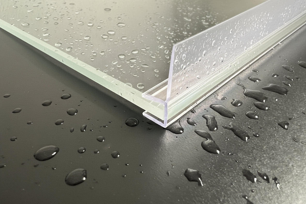 Überlappungsdichtung aus Polycarbonat mit 90°-Lippe – Für 6, 8 oder 10 mm Glas – Art.Nr. S004
