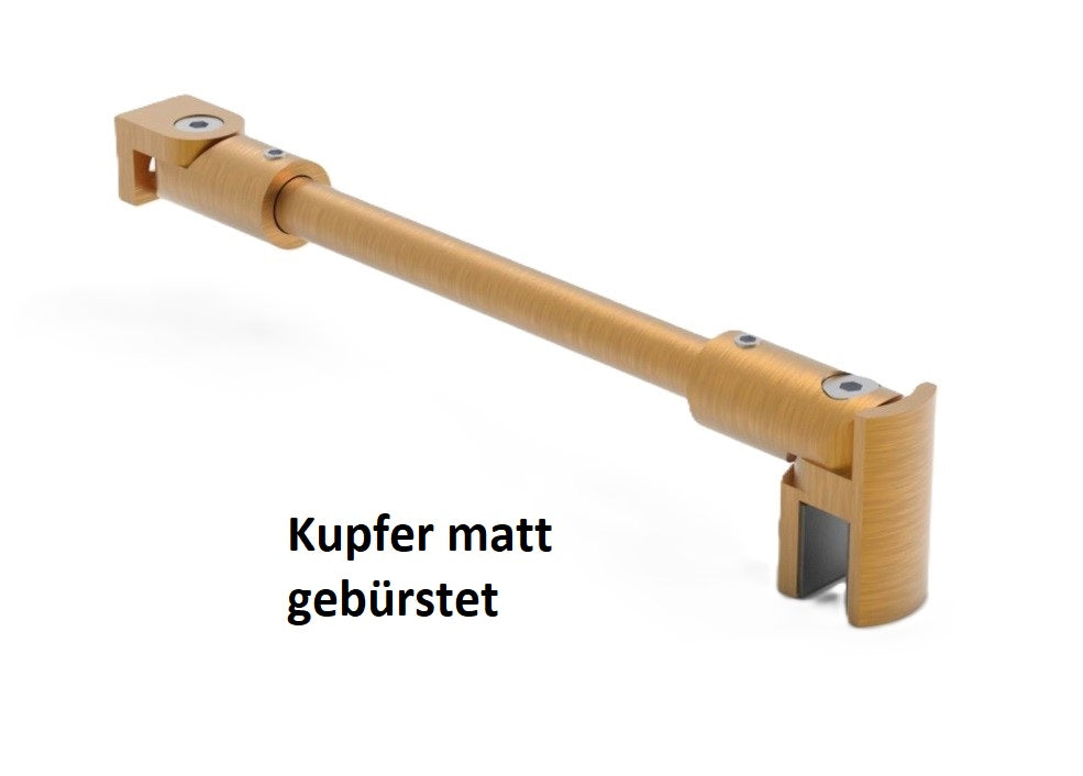 Stabistangen-Set rund, Farbe: Kupfer, Glas-Wand, flexibel einstellbar, 12 mm Rohr, Art.Nr. S1212SET