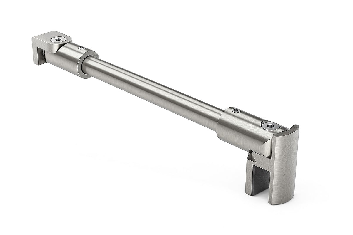 Rundes Stabistangen-Set Glas-Wand 1200 mm – Ø 12 mm, flexibel einstellbar für 8-10 mm Glas – Art.Nr. S1212SET