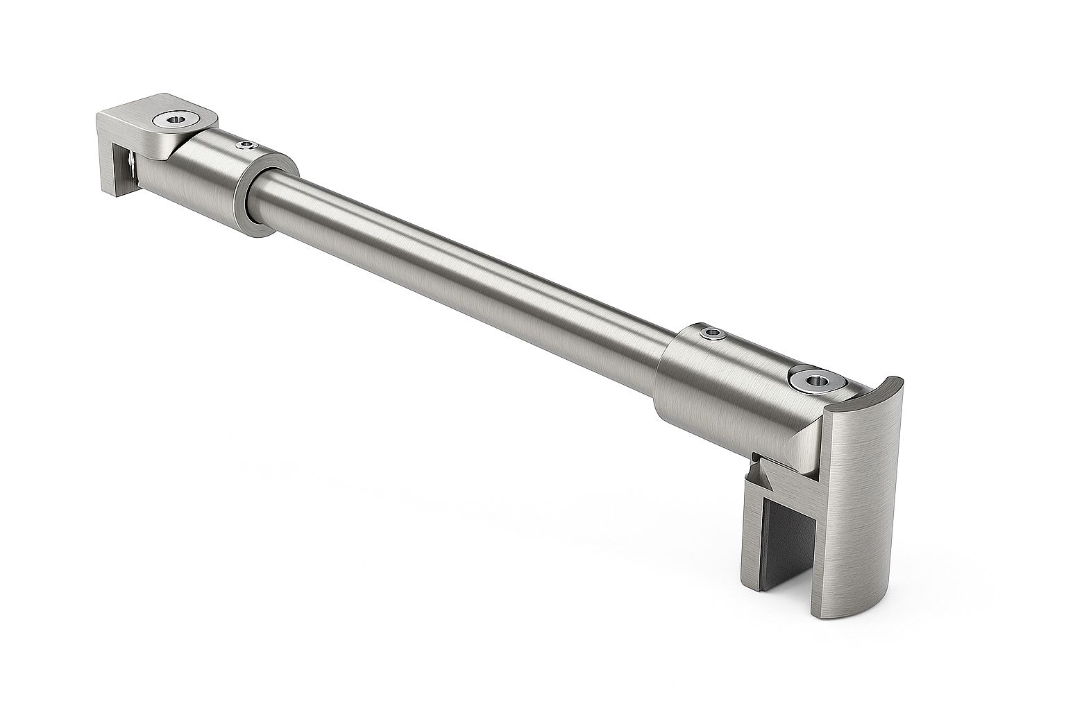 Rundes Stabistangen-Set Glas-Wand 1200 mm – Ø 12 mm, flexibel einstellbar für 8-10 mm Glas – Art.Nr. S1212SET