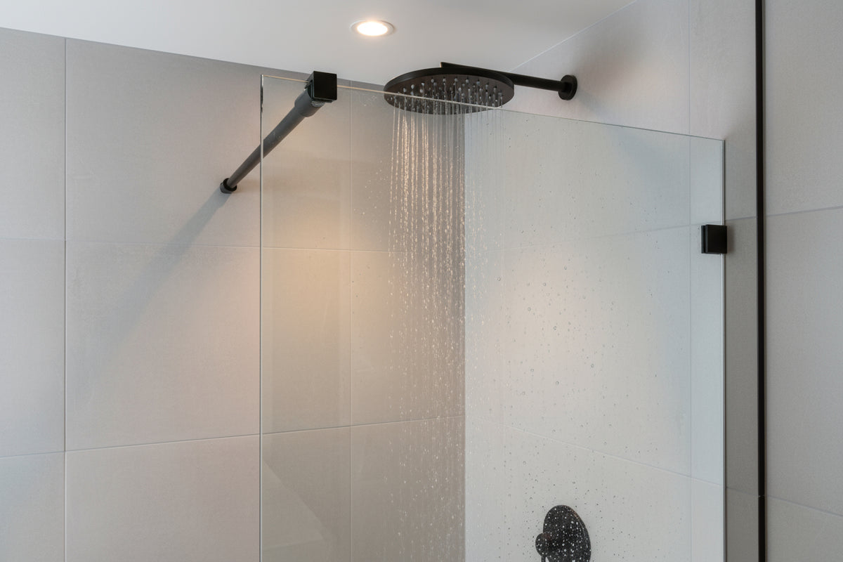 Rundes Stabistangen-Set Glas-Wand 1200 mm – Ø 12 mm, flexibel einstellbar für 8-10 mm Glas – Art.Nr. S1212SET