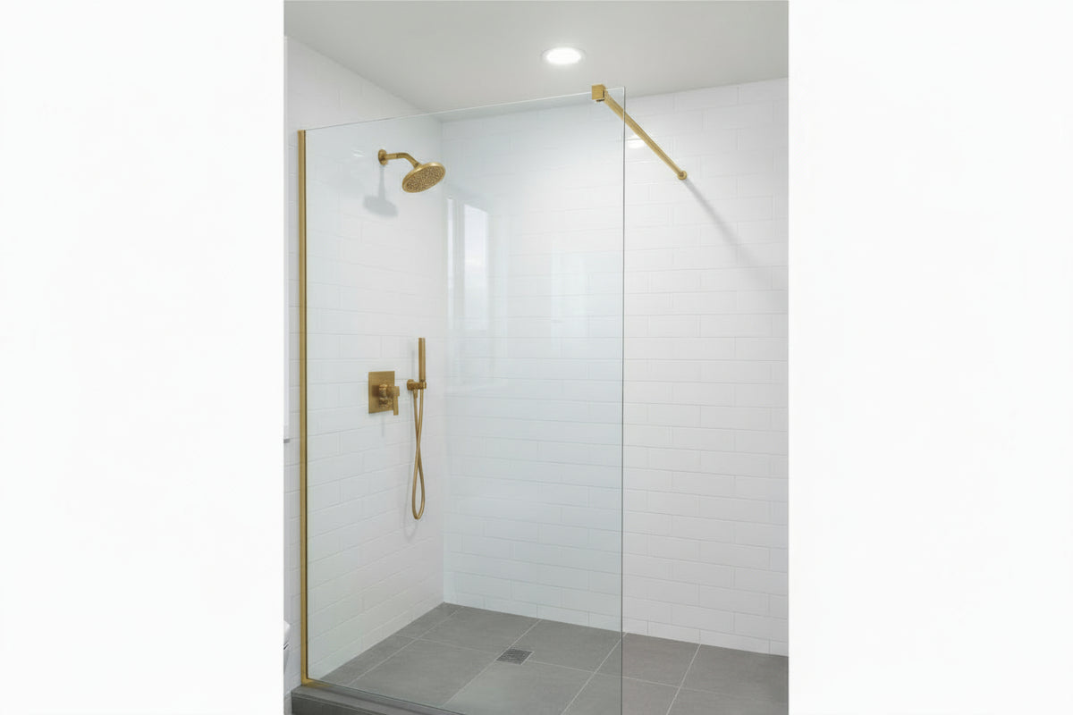 Rundes Stabistangen-Set Glas-Wand 1200 mm – Ø 12 mm, flexibel einstellbar für 8-10 mm Glas – Art.Nr. S1212SET