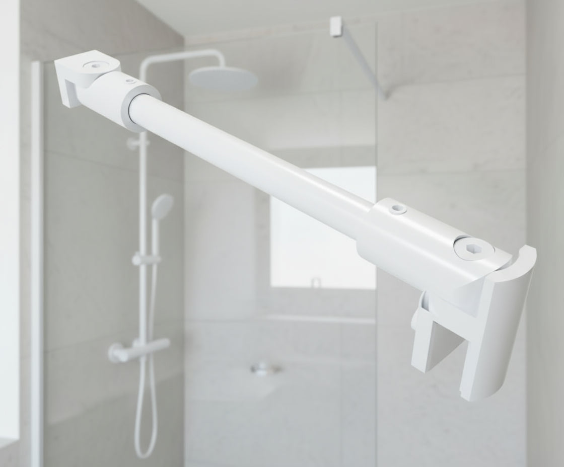 Rundes Stabistangen-Set Glas-Wand 1200 mm – Ø 12 mm, flexibel einstellbar für 8-10 mm Glas – Art.Nr. S1212SET