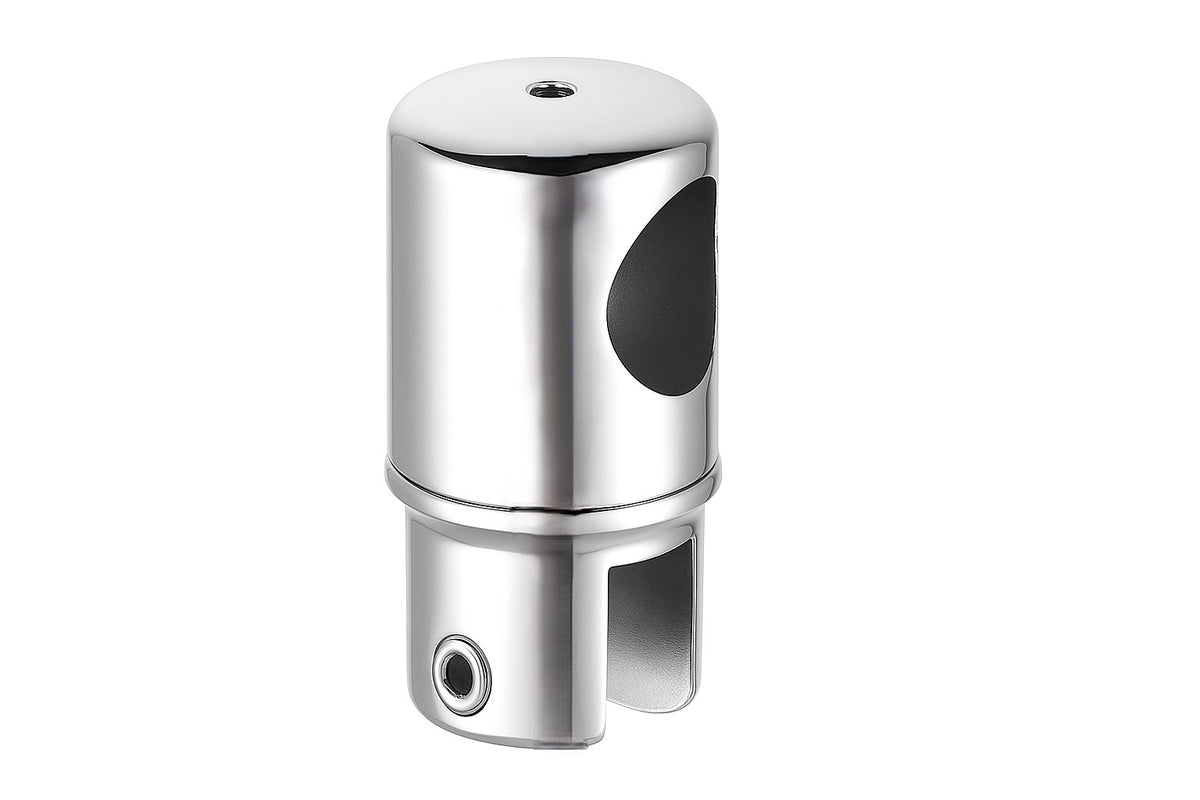 Drehbarer Glashalter für Stabilisierungsstange Ø 19 mm – Endstück, 8-10 mm Glas, zylindrisch