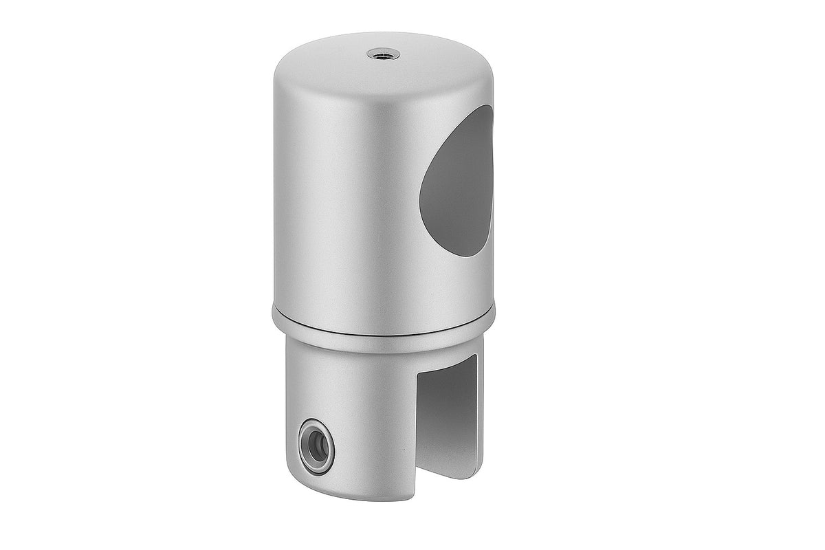 Drehbarer Glashalter für Stabilisierungsstange Ø 19 mm – Endstück, 8-10 mm Glas, zylindrisch