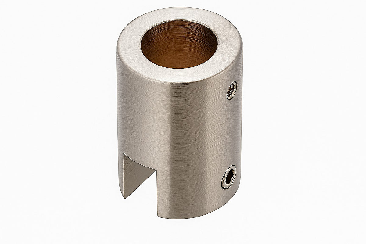 Senkrechter Glashalter für Stabilisierungsstange Ø 19 mm – Deckenmontage, 6-8 mm oder 10-12 mm Glas