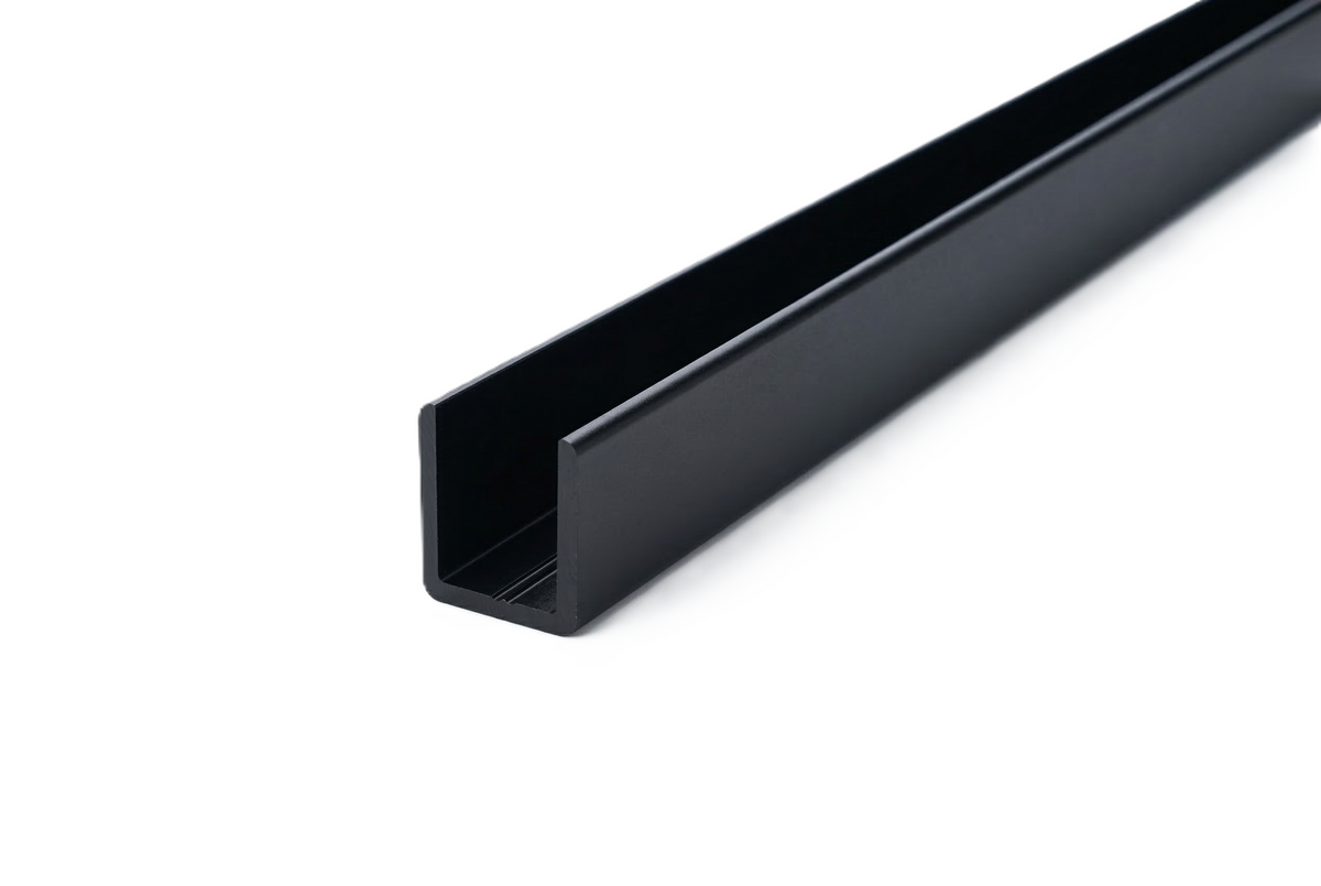 Alu U-Profil zur innenseitigen Silikonverklebung, Schwarz, SDCD3812