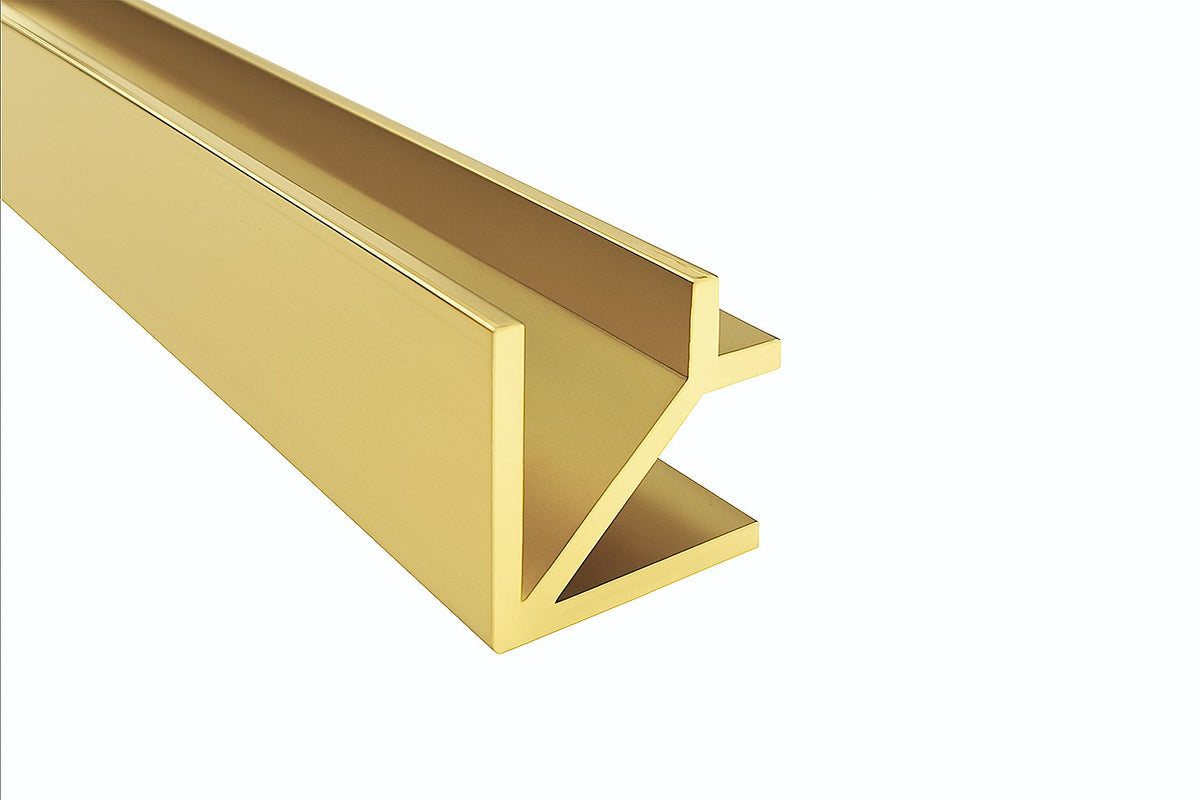 Aluminium Eckprofil 90° – für 8 mm Glas, Länge 2,4 m, goldfarbig