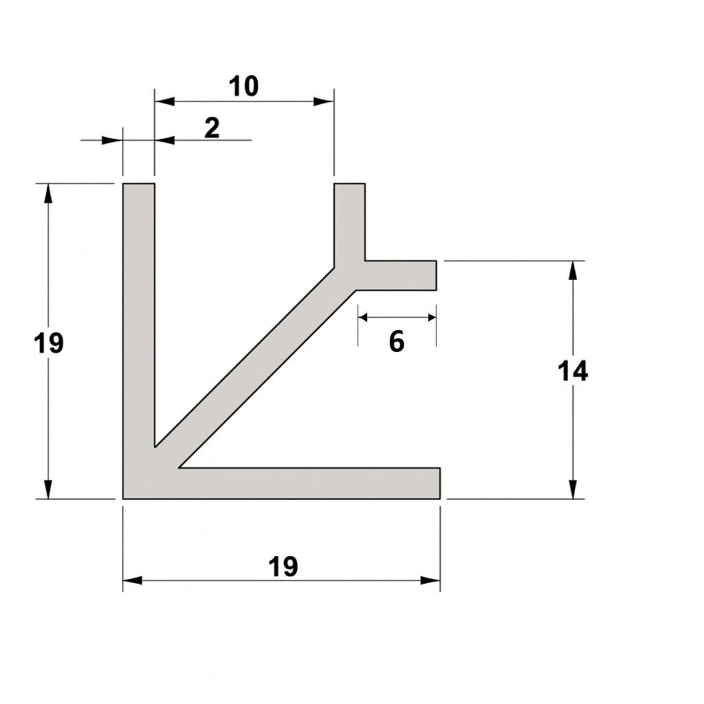 Aluminium Eckprofil 90° – für 8 mm Glas, Länge 2,4 m