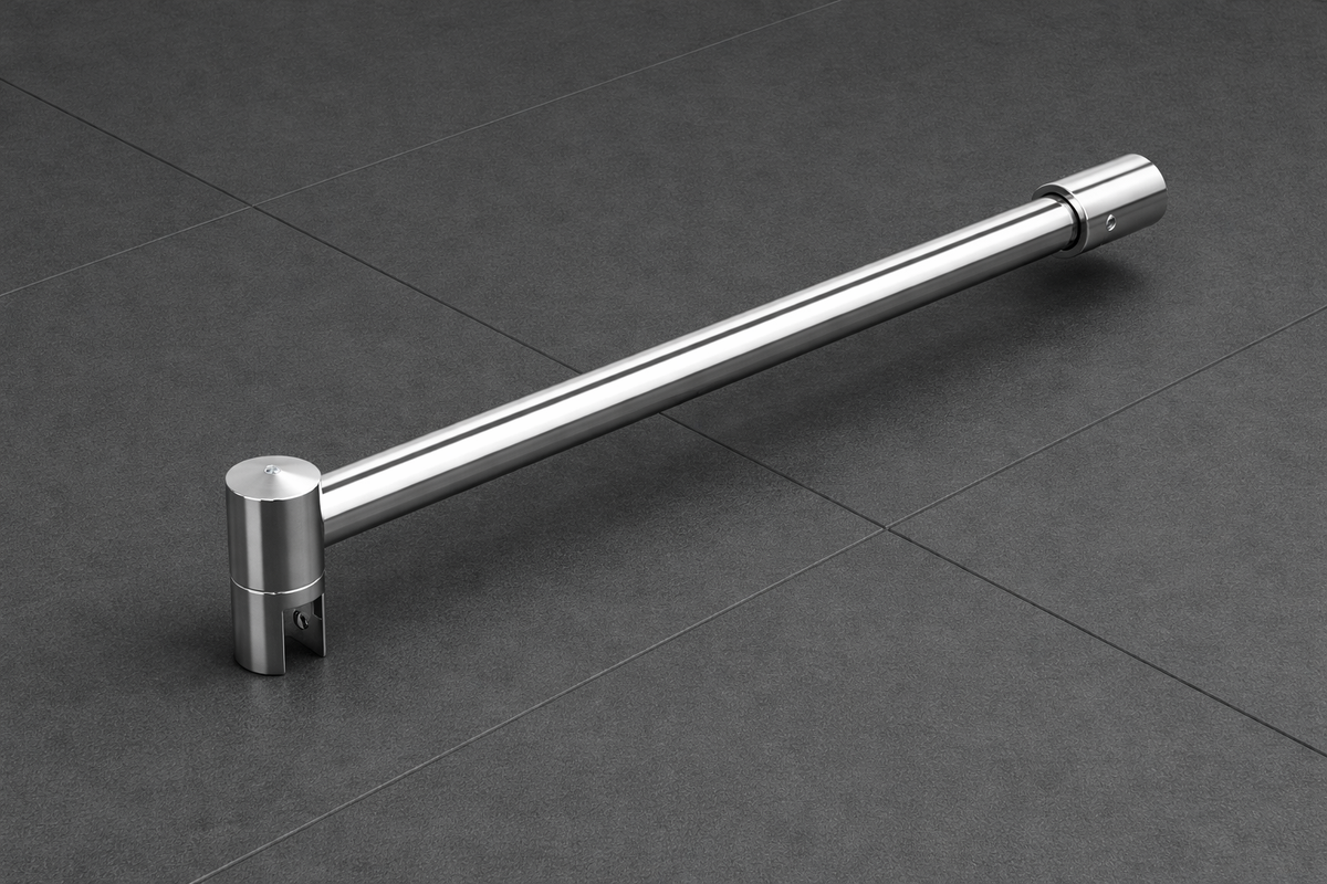 Edelstahl Stabistangen-Set Glas-Wand 90°, Ø 19 mm, für 8-10 mm Glas, Art.Nr. SE1912SET