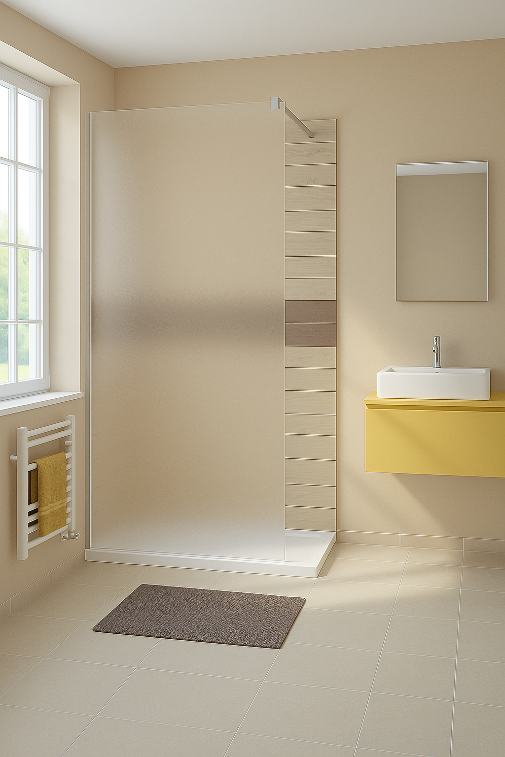 Mehrpreis: Satinato-Glas als Upgrade für gelaserte Duschtrennwände