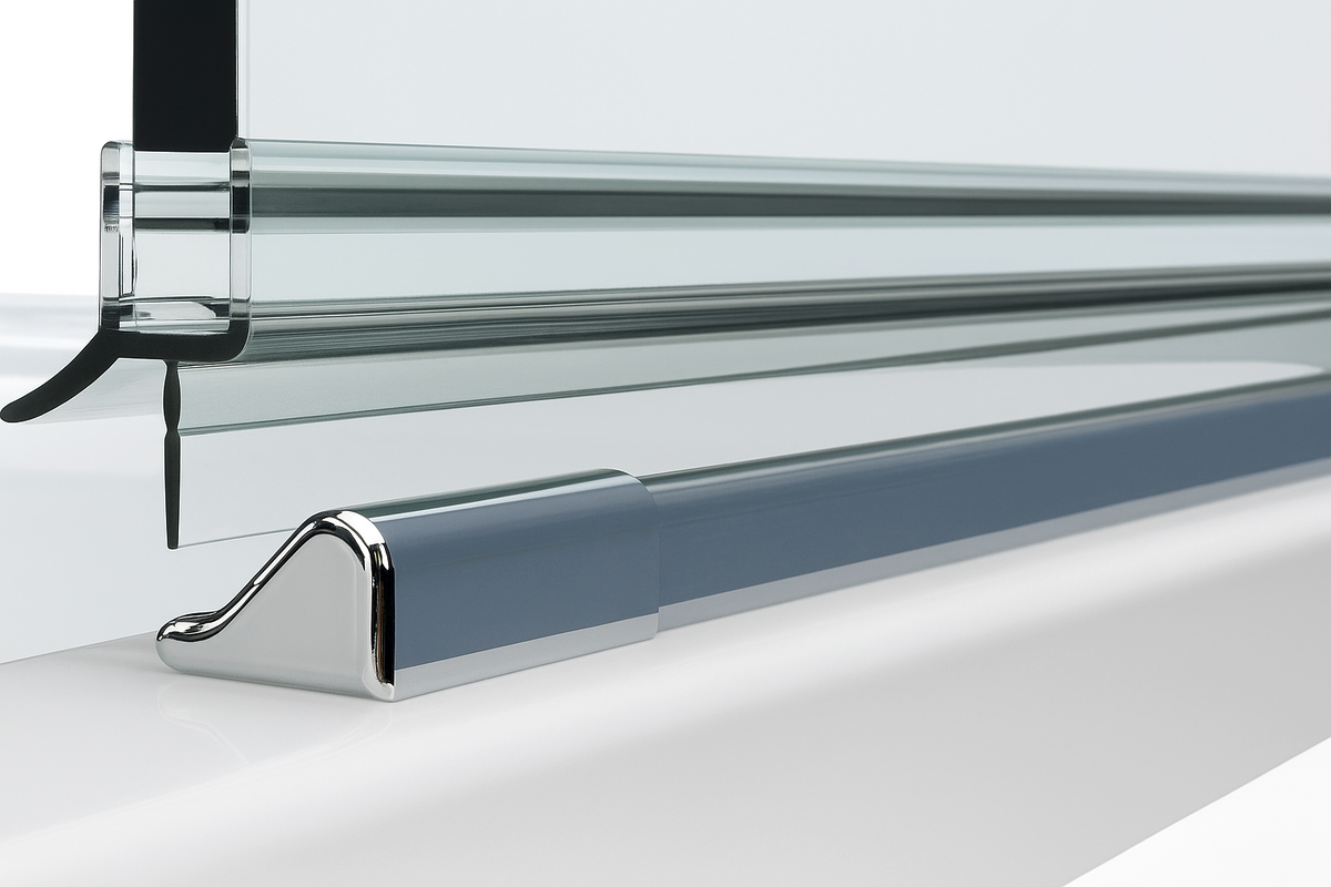 Schwallprofil-Set mit Endstücken und Eckverbinder – Für Duschtüren, verhindert Wasseraustritt