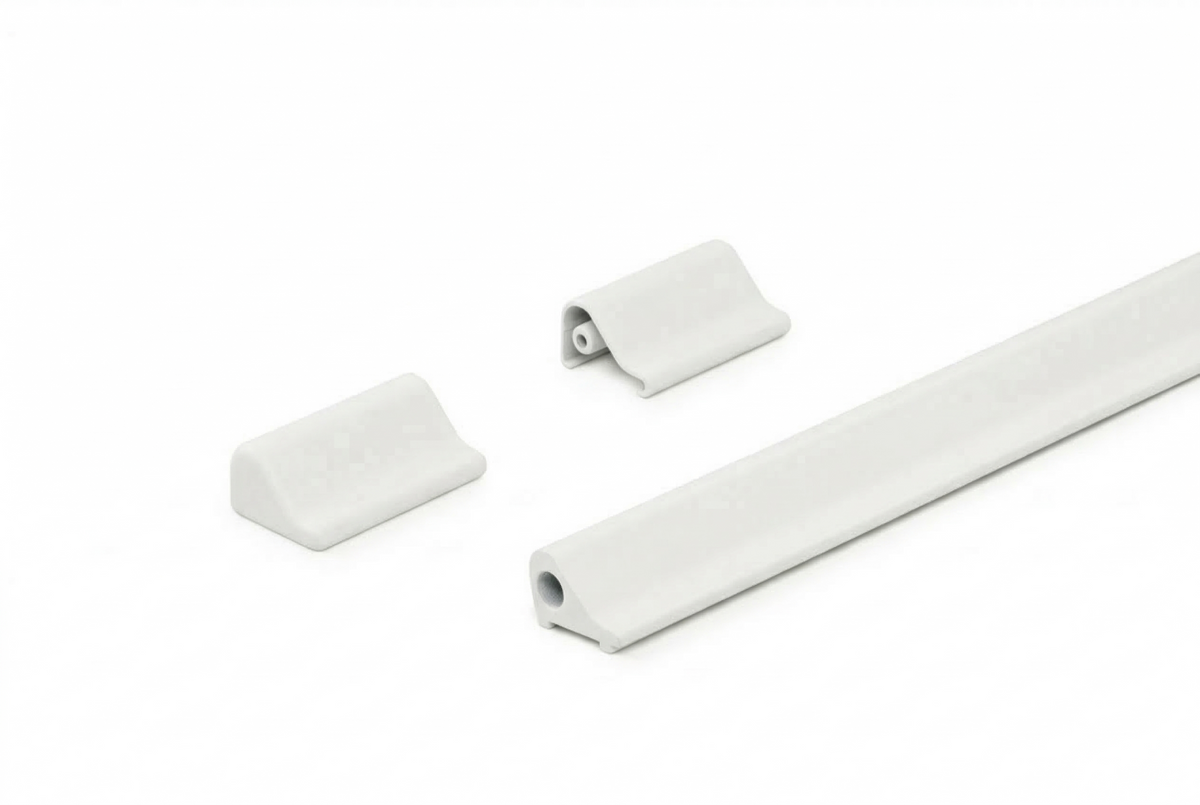 Set Nischendusche 8535 – Profil mit Endkappen, 90 oder 186 cm, Chrom oder Weiß