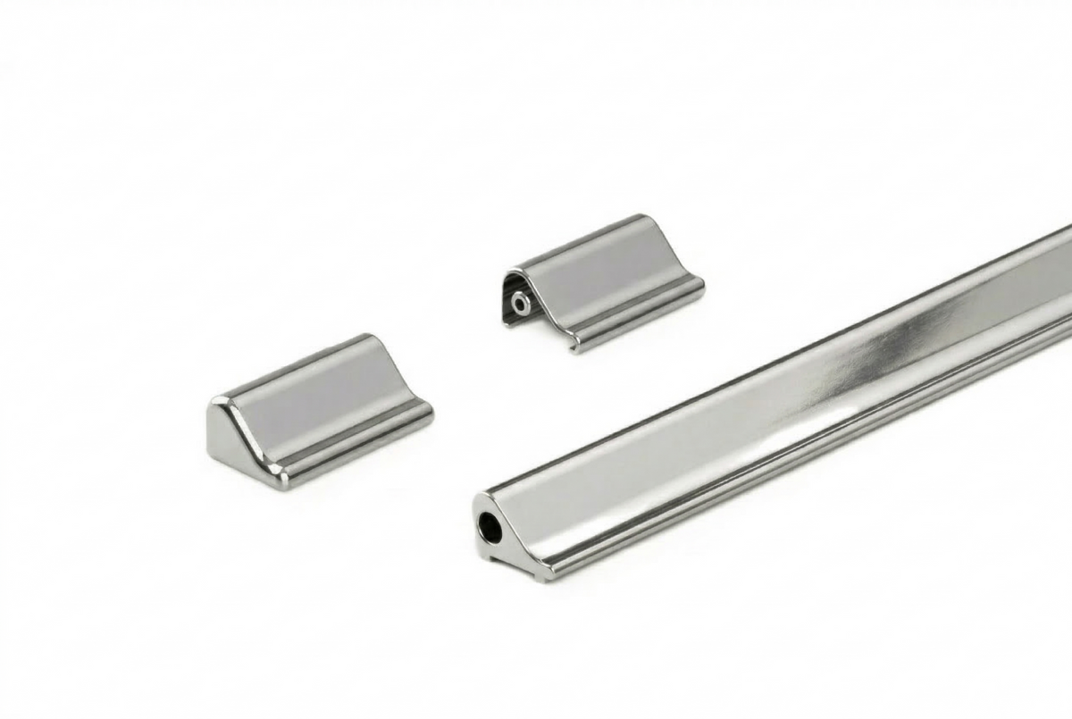 Set Nischendusche 8535 – Profil mit Endkappen, 90 oder 186 cm, Chrom oder Weiß