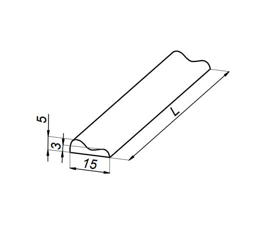 Geschwungenes Schwallprofil aus Alu 15 x 6 mm – Vollmaterial, silber matt – Art.Nr. 2967