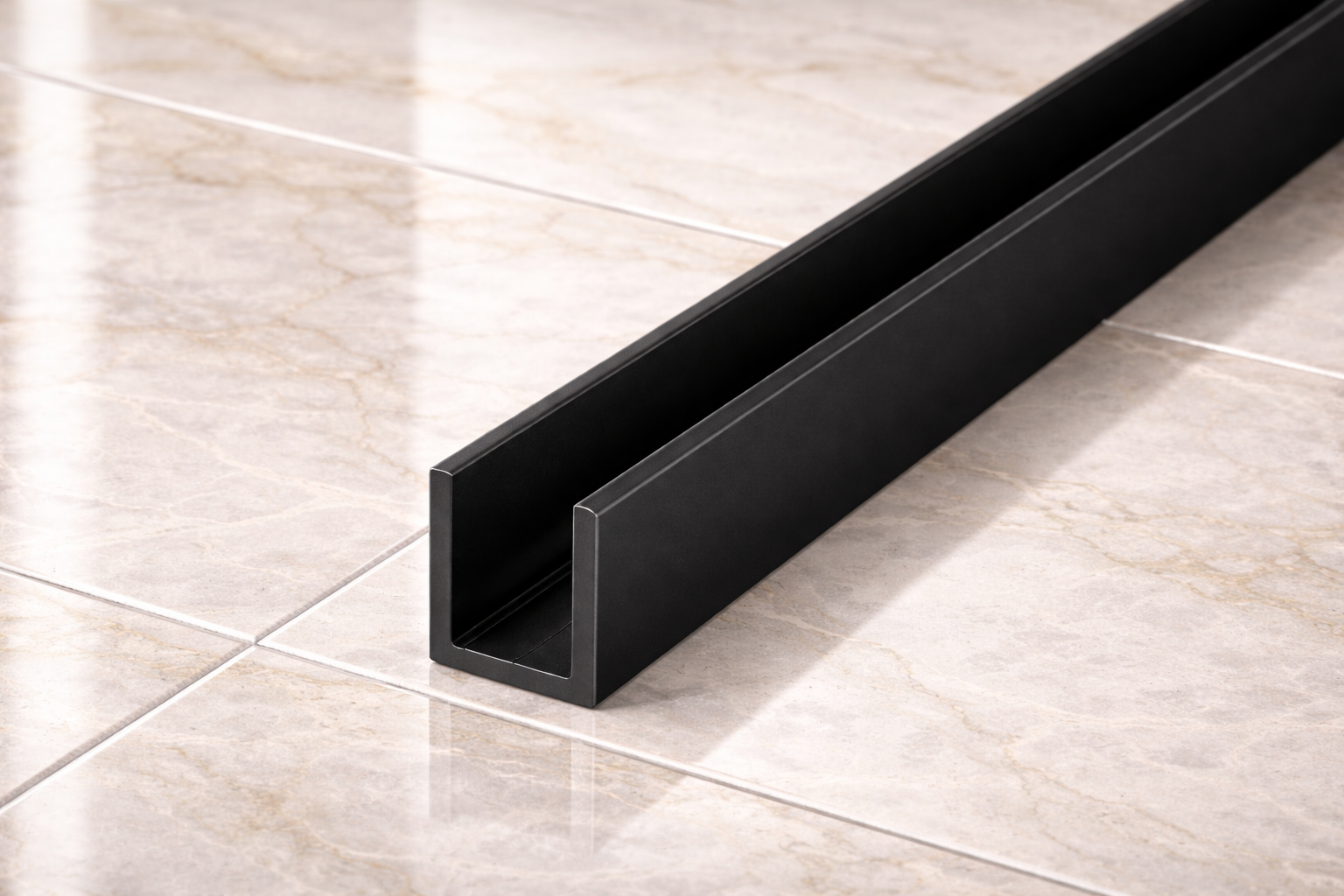 Alu-U-Wandprofil zur innenseitigen Silikonverklebung, Schwarz, SDCD38/12