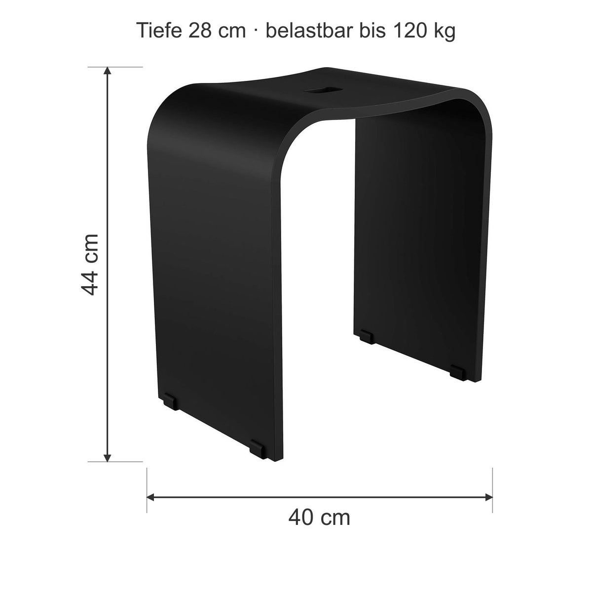 Smedbo LIVING Duschhocker 407, Maße 44 cm hoch, 40 cm breit, 28 cm tief, belastbar bis 120 kg
