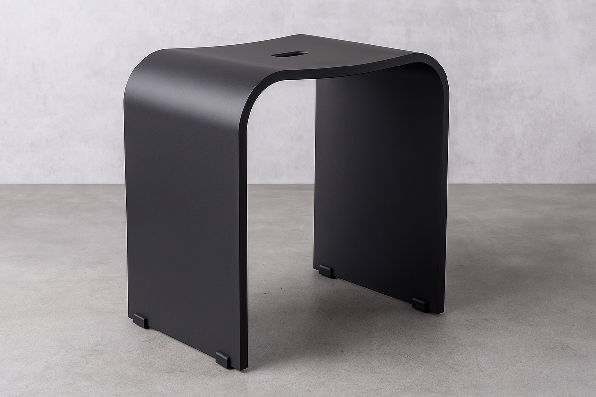 Smedbo LIVING Duschhocker 407 – Plexiglas, rutschsicher, 44 cm Sitzhöhe – Schwarz oder Weiß matt