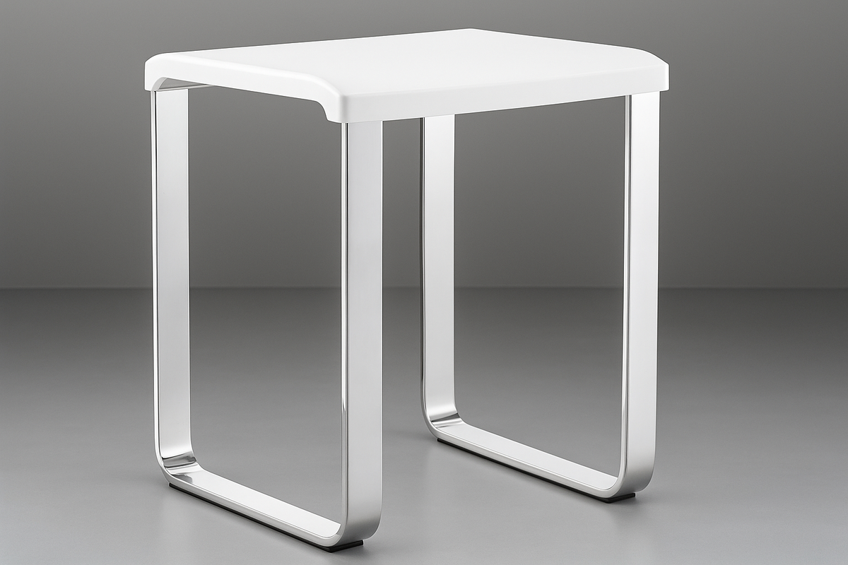 Smedbo LIVING Duschhocker FK406/FK416 – Aluminium verchromt, 48 cm Sitzhöhe – Weiß oder Grau