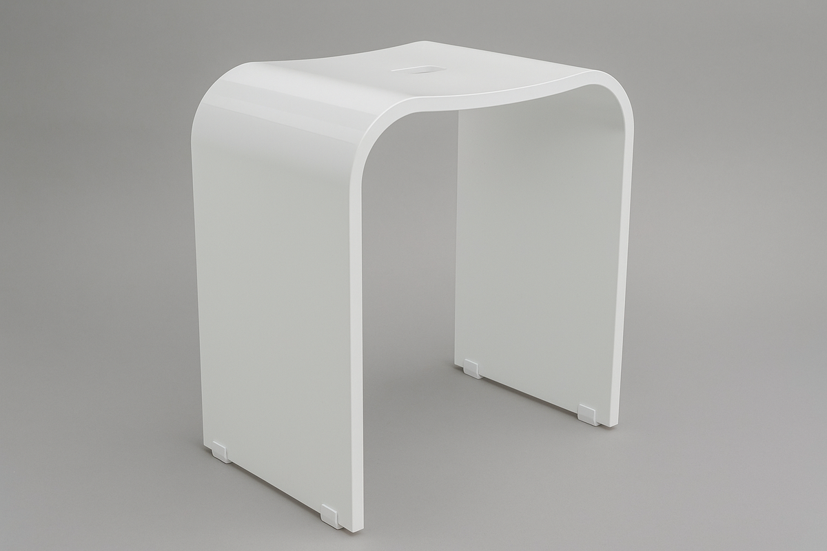 Smedbo LIVING Duschhocker 407 – Plexiglas, rutschsicher, 44 cm Sitzhöhe – Schwarz oder Weiß matt