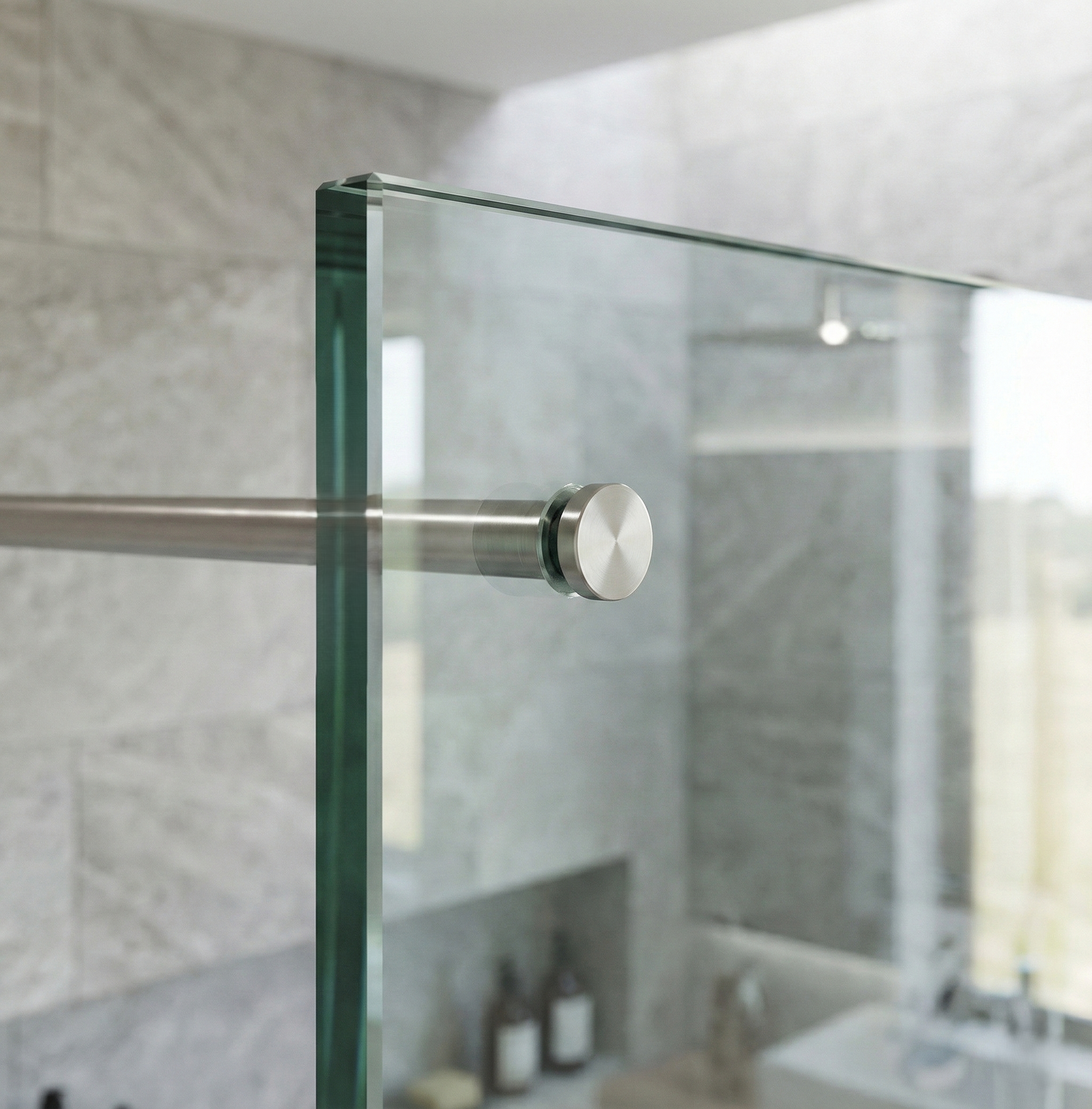 Stabistange-Set für Glasdusche – Glas-Wand, 19 mm Edelstahlrohr für Glasbohrung, Art.-Nr. TUBE