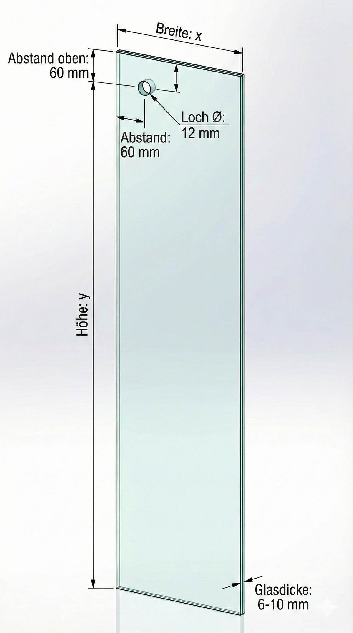 Stabistange-Set für Glasdusche – Glas-Wand, 19 mm Edelstahlrohr für Glasbohrung, Art.-Nr. TUBE