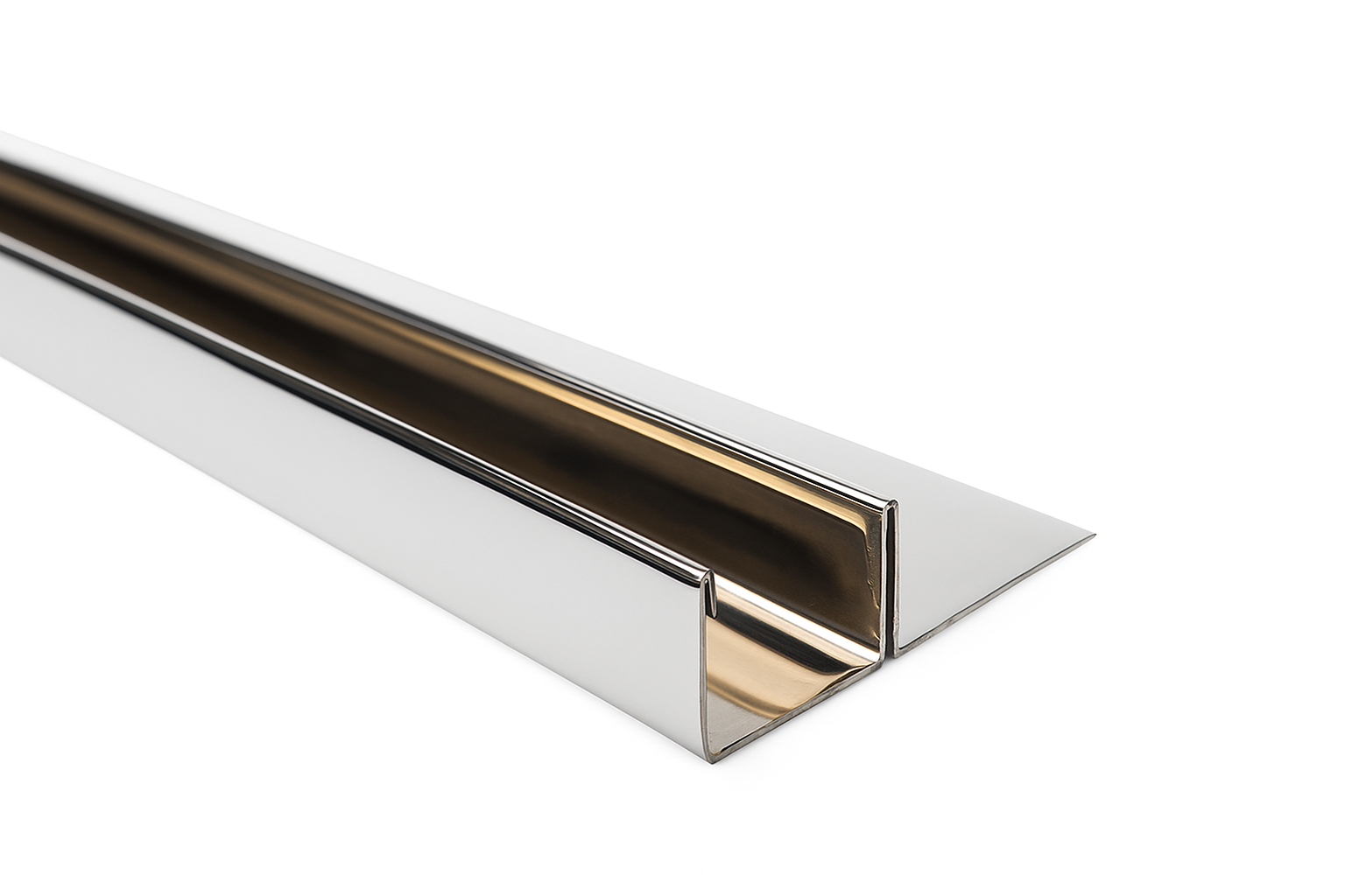 Fliesen-U-Winkelprofil "Slimline" Edelstahl verchromt hochglanz – Für 8 und 10 mm Glas – Art.Nr. UCHR