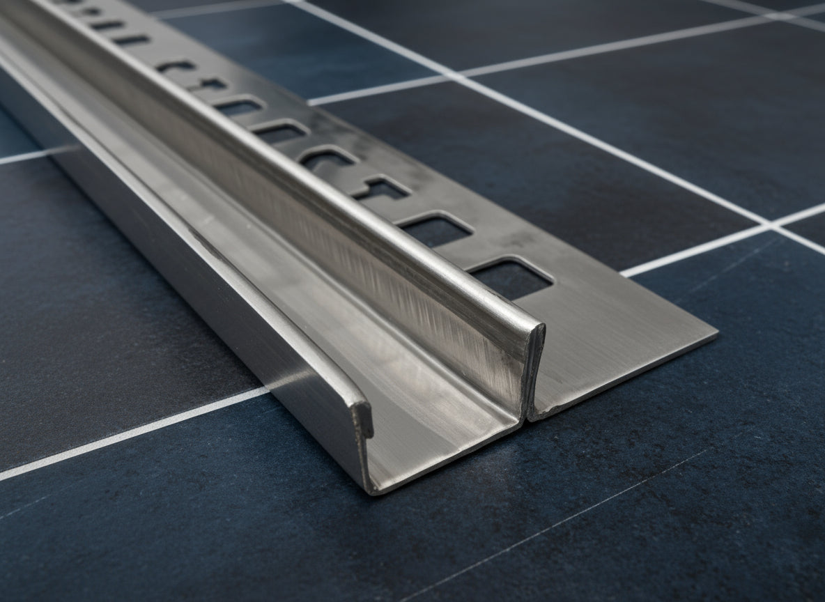 Fliesen-U-Winkelprofil "Slimline" Edelstahl K220 gebürstet – Für 8 und 10 mm Glas – Art.Nr. UEK220