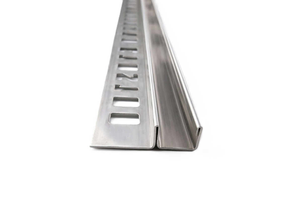 Fliesen-U-Winkelprofil "Slimline" Edelstahl K220 gebürstet – Für 8 und 10 mm Glas – Art.Nr. UEK220