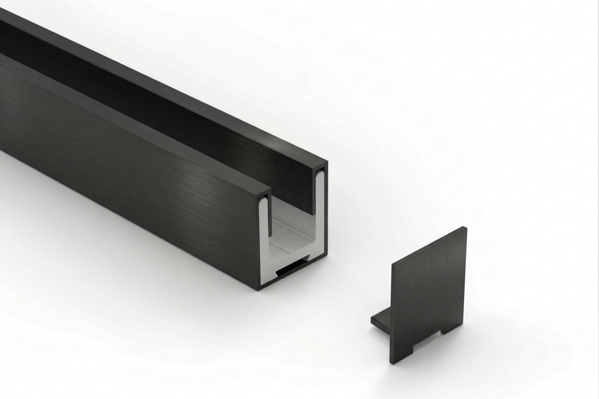 U-Profil mit Edelstahlmantel für 8 mm ESG in 11 Farben, 2400 mm, inkl. 2 Endkappen