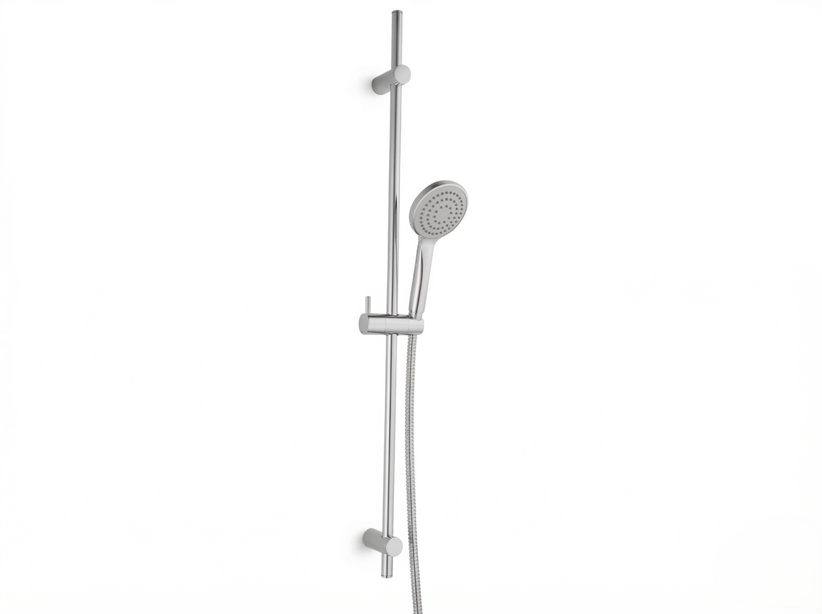 Vigour Brausegarnitur V1 verchromt – 90 cm Wandstange, Metallschlauch 150 cm, Handbrause mit Antikalk – Art.Nr. V1BG901
