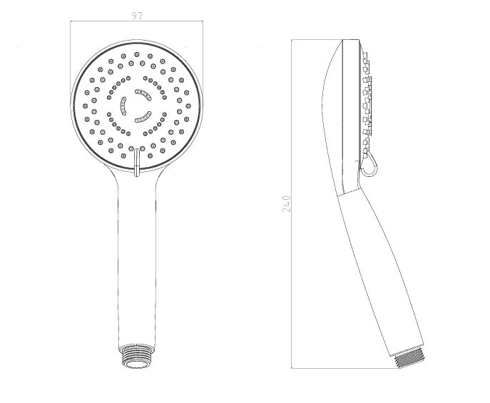 Handbrause mit 3 Strahlarten – chrom, 97 mm