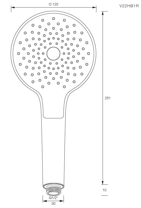 Vigour Handbrause V2 verchromt – 1-fach Regenstrahl, Ø 120 mm, Antikalk – Art.Nr. V22HB1R