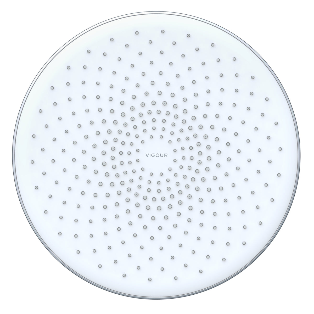 Vigour Kopfbrause V2 250 mm rund verchromt – Brausefläche weiß, 1/2" – Art.Nr. V22KB25R