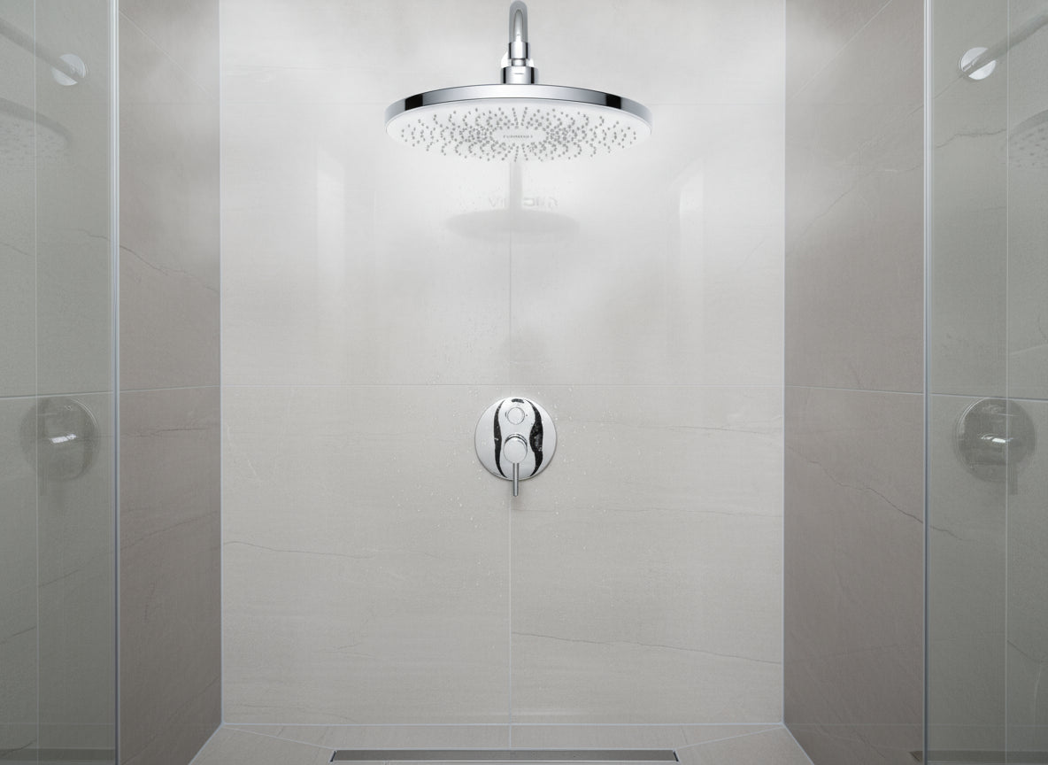 Vigour Kopfbrause V2 250 mm rund verchromt – Brausefläche weiß, 1/2" – Art.Nr. V22KB25R