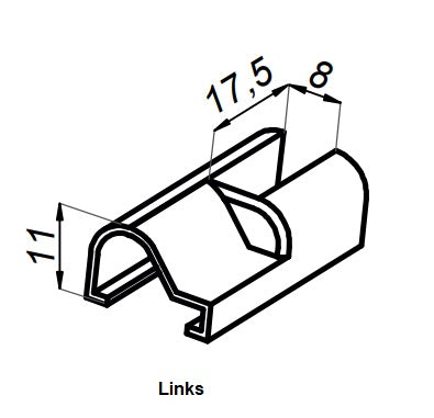 Schwallprofil Abschlußkappe 180°, Art. NTFA180 R / L