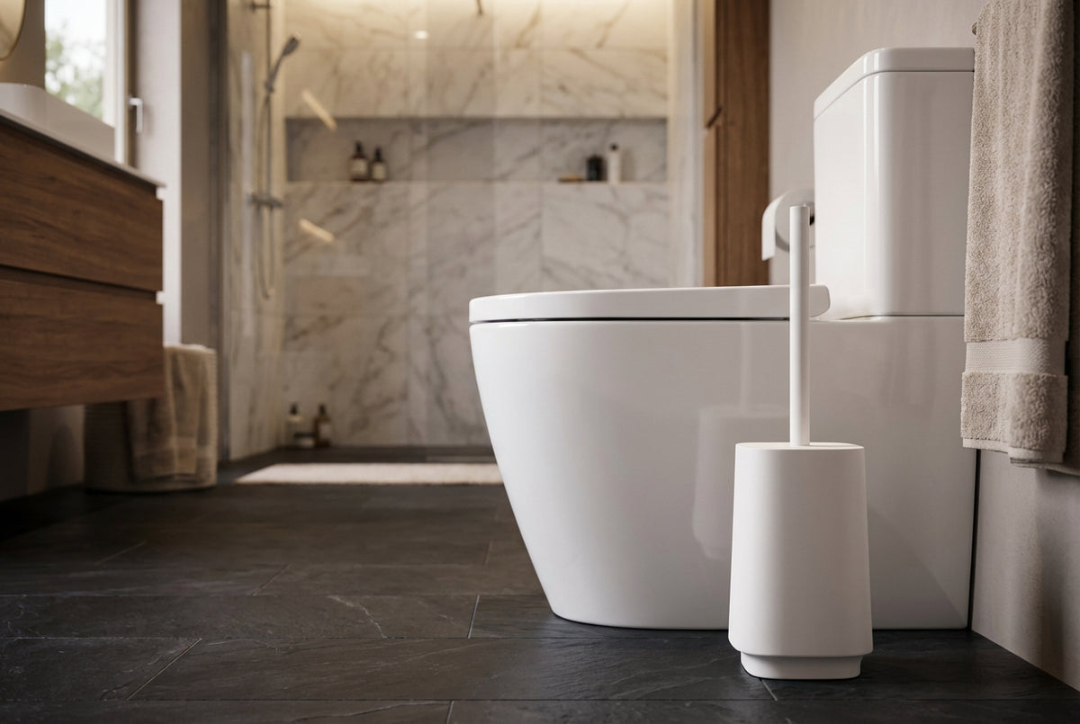 SATIN SQUARE WC Bürste mit Behälter – schlicht, hygienisch und hochwertig