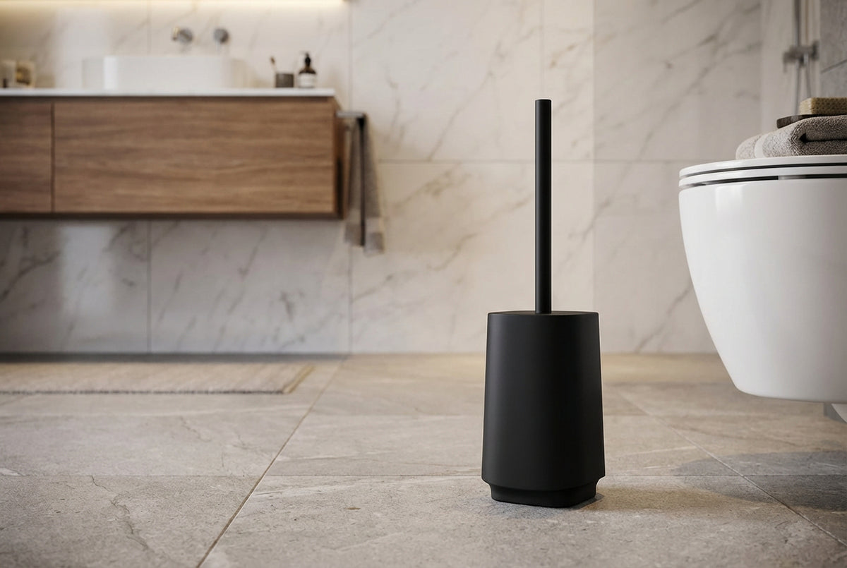 SATIN SQUARE WC Bürste mit Behälter – schlicht, hygienisch und hochwertig