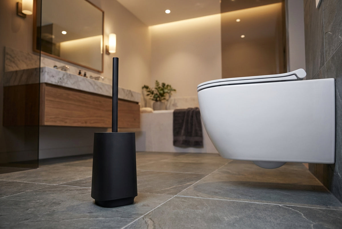 SATIN SQUARE WC Bürste mit Behälter – schlicht, hygienisch und hochwertig