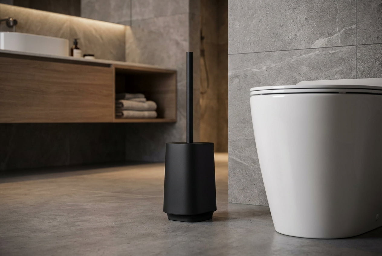 SATIN SQUARE WC Bürste mit Behälter – schlicht, hygienisch und hochwertig