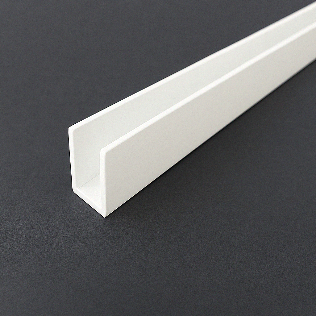 Alu U-Profil, Farbe: Weiß, zur innenseitigen Silikonverklebung, Art.Nr. SDCD3812
