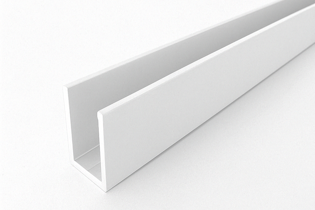 Alu U-Profil, Farbe: Weiß, zur innenseitigen Silikonverklebung, Art.Nr. SDCD3812