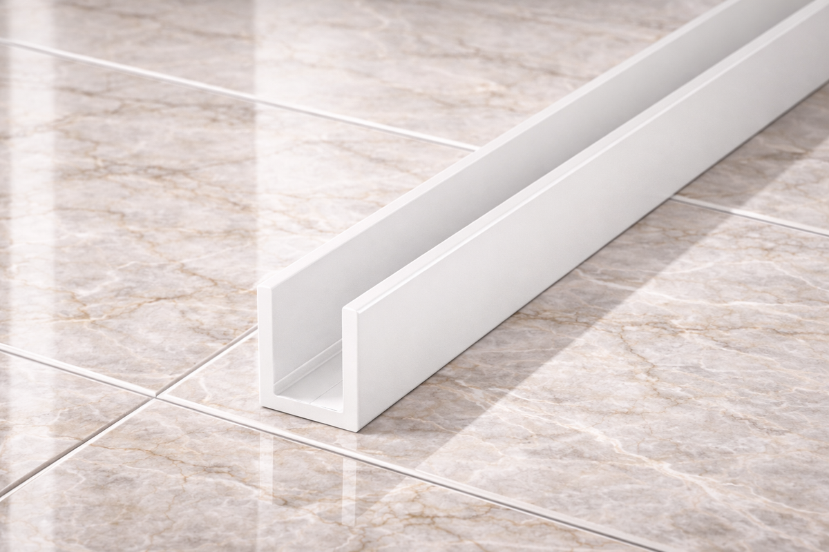 Alu U-Profil, Farbe: Weiß, zur innenseitigen Silikonverklebung, Art.Nr. SDCD3812