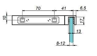 90° Stabilisierungswinkel 220 mm – für freistehende Glaswände ohne Glasbohrung