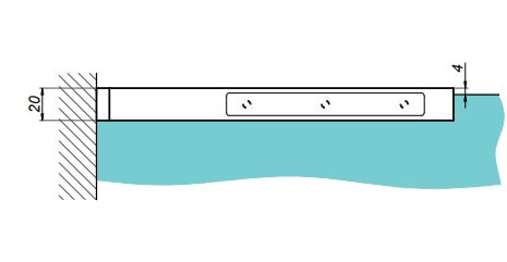 90° Stabilisierungswinkel 220 mm – für freistehende Glaswände ohne Glasbohrung