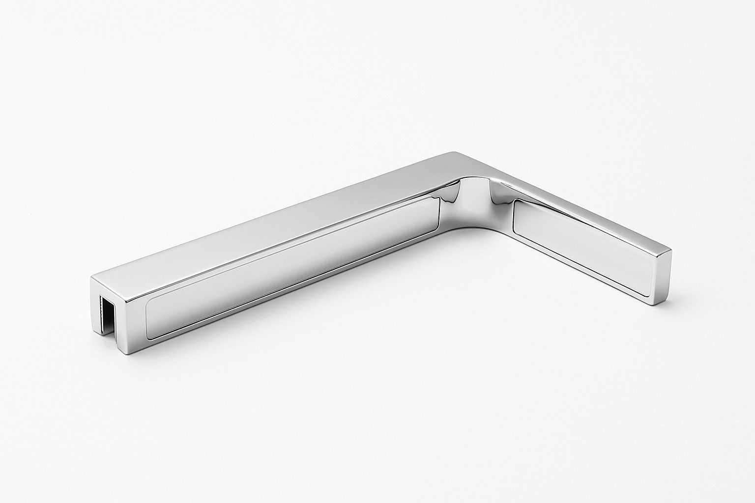 90° Stabilisierungswinkel 220 mm – für freistehende Glaswände ohne Glasbohrung, Chrom glanz