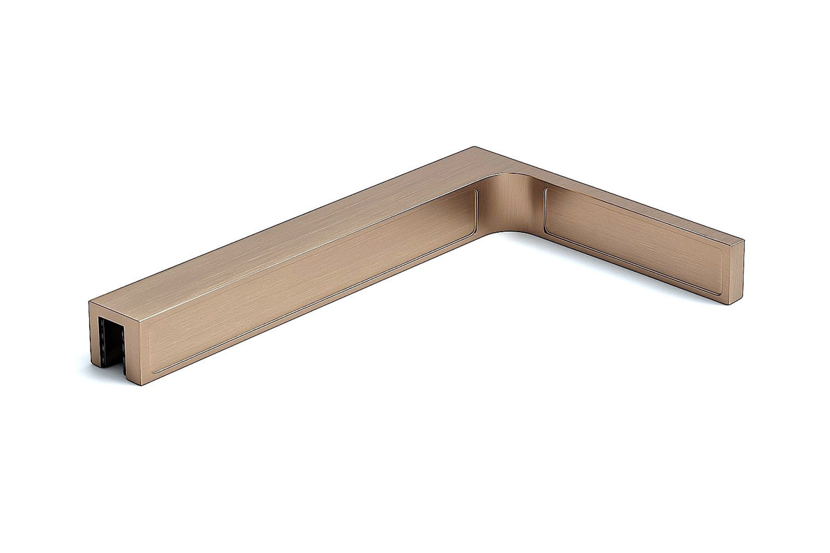 90° Stabilisierungswinkel 220 mm – für freistehende Glaswände ohne Glasbohrung, Bronze gebürstet